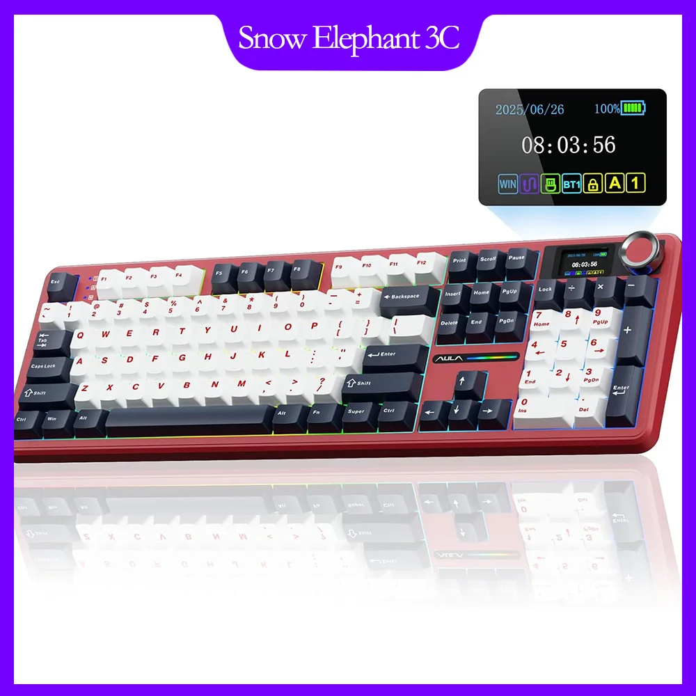 

Новая механическая клавиатура AULA F108 Pro, 16,8 м, RGB, трехрежимная, на заказ, беспроводная, 2,4G/Bluetooth, киберспортивная прокладка, игровой маленький экран