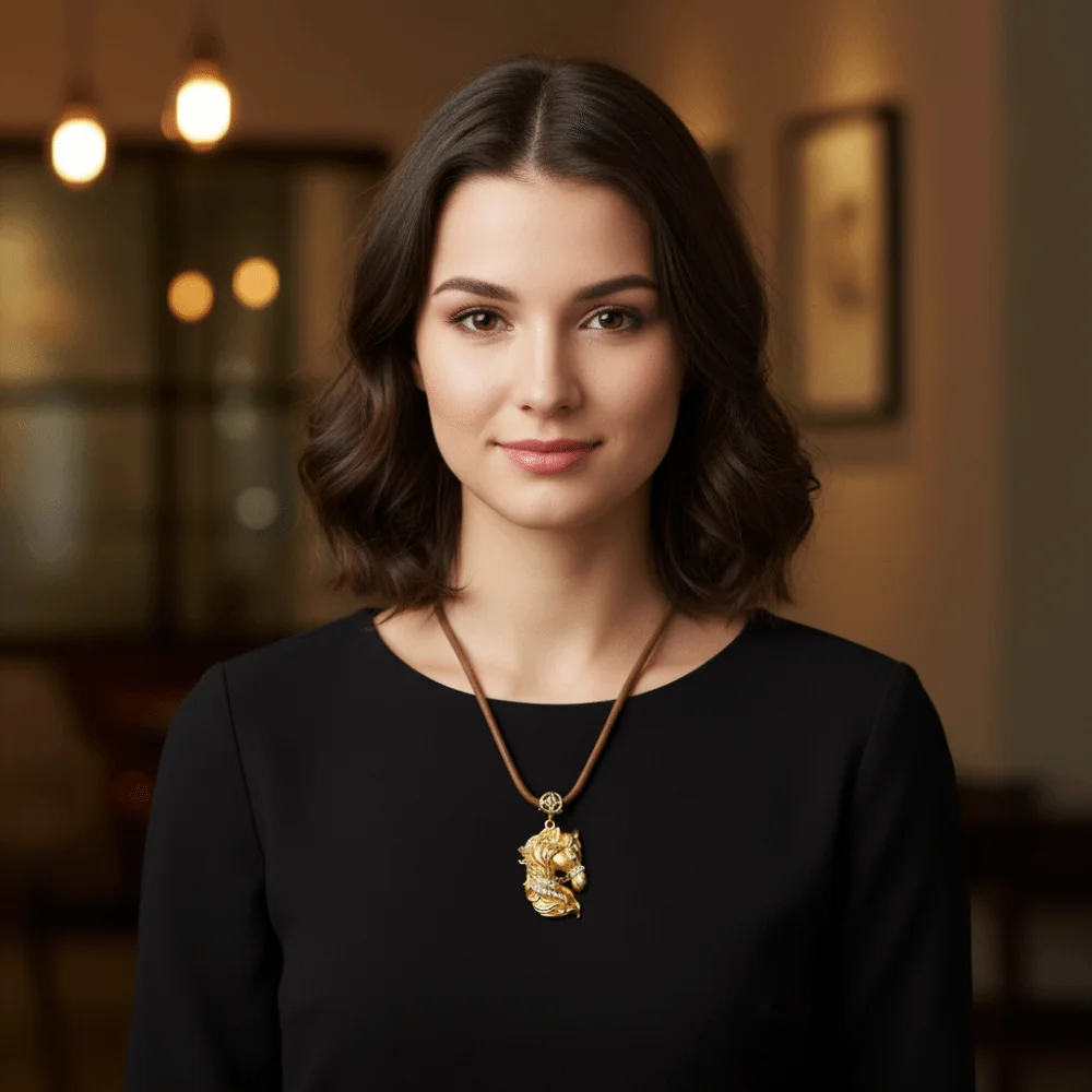 الفاخرة زودياك الحصان قلادة حجر الراين الرقبة الملحقات الثروة فوال قلادة التيتانيوم الصلب مقاوم للماء قلادة الحصان الذهبي #1