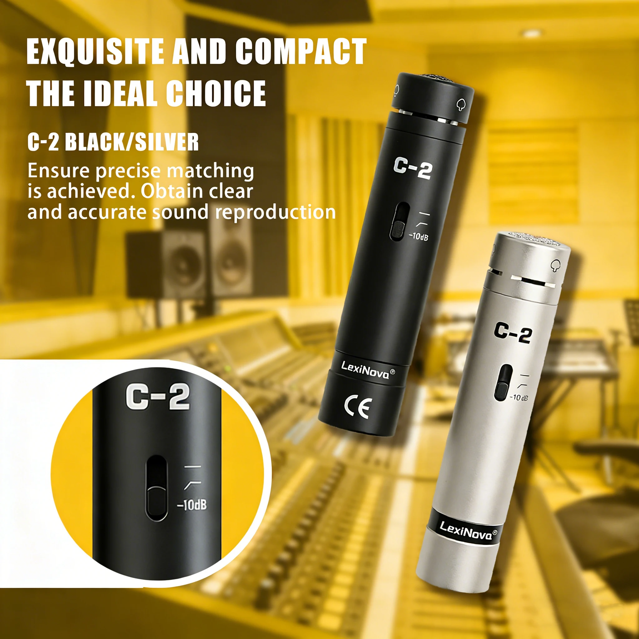 

2-C Professional Drum microphone Wired condenser microphone Musical Instrument Stage Performance Mic 1/2 pc Heart-shaped Mic