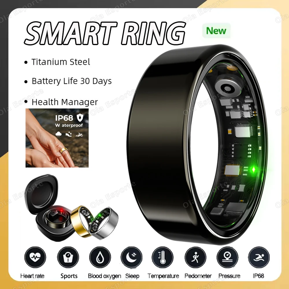 For Xiaomi Smart Ring Stainless Steel Heart Rate Blood Oxygen Monitor Sleep Tracker Activity Fitness 5ATM Waterproof Smartring