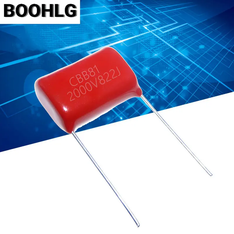 

500PCS Metallized Polypropylene Film Capacitor CBB81 2000V 822J 822 2KV 0.0082UF 8n2 Pitch 20mm