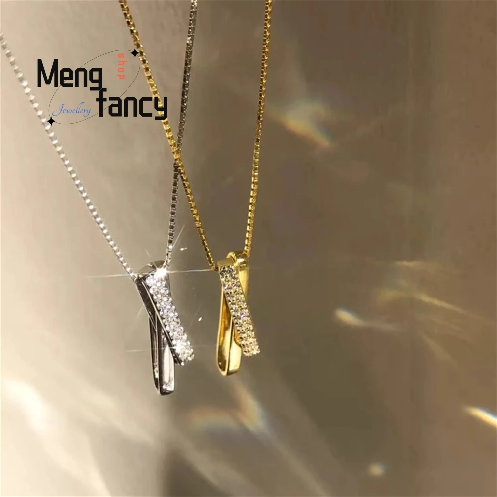 

Ожерелье с геометрическим крестом, инкрустированное бриллиантами в простом нишевом и элитным дизайном, легким, роскошным и элегантным холодным стилем.