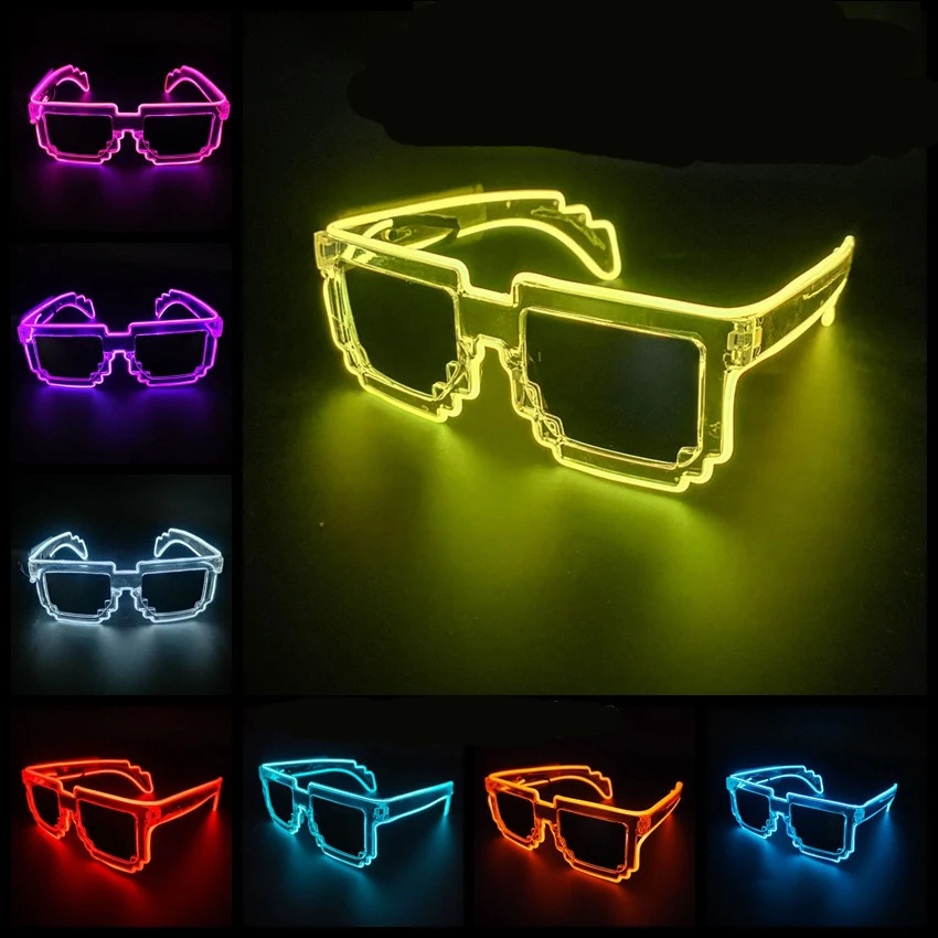 Luzes brilhantes LED óculos para homens e mulheres, bar, festa de concerto, óculos luminosos, 4 modos, óculos de halloween, fantasia cosplay engraçada, adereços