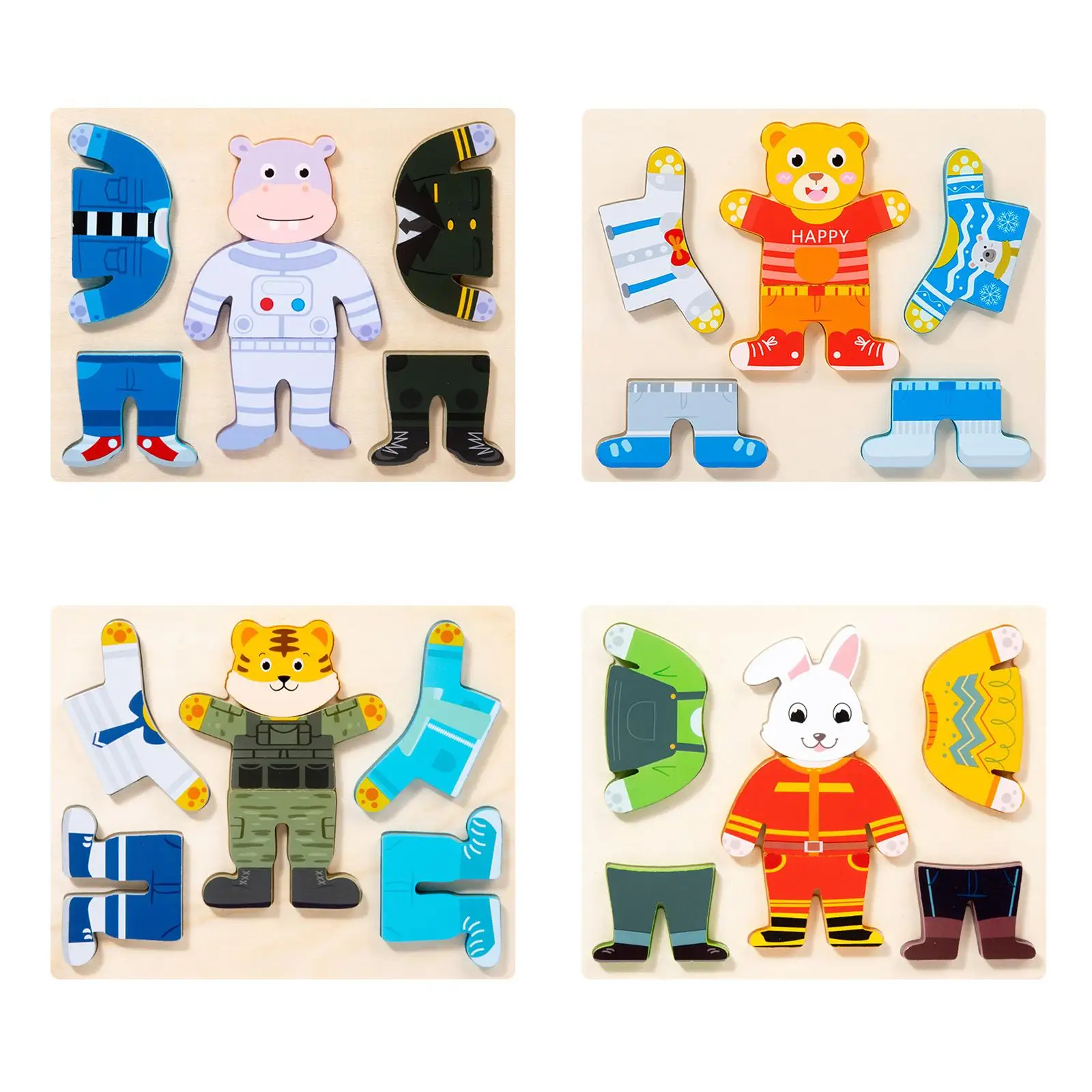 Wooden Dress up Puzzle Set Montessori Toys Change Clothes Games for 1 2 3 Year