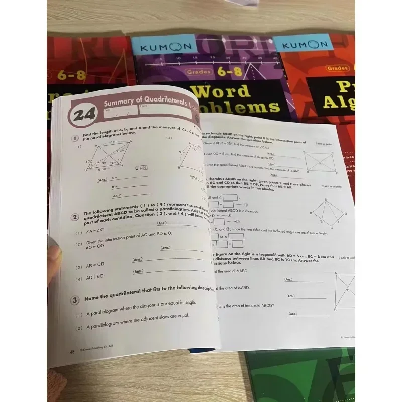 5 Books/Set Kumon GEOMETRY Junior High Middle School Math Workbook Mathematics Exercise Practice Grade 6-8 for Age 10-15