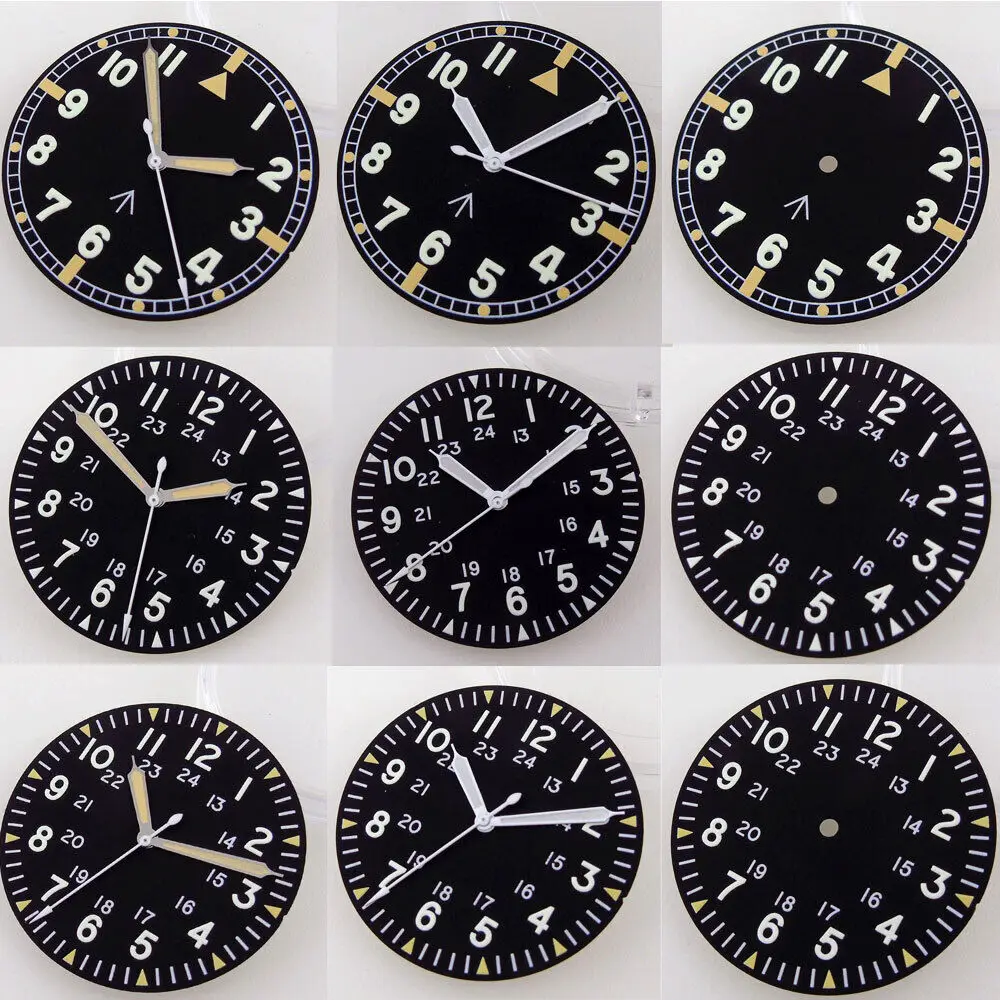 

33.6mm Black Watch Dial+Hands For NH35 Miyota8215 821A DG2813 PT5000 ETA2824