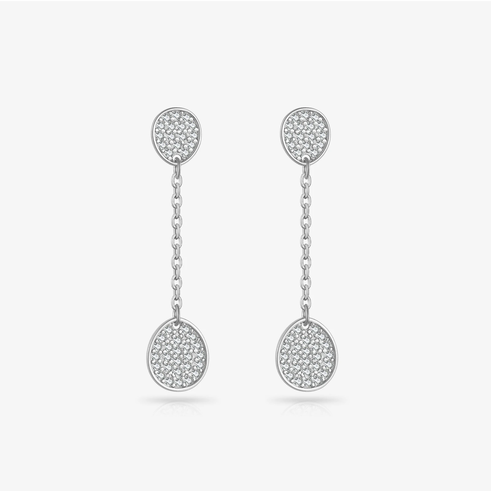 VEWANT Women 925 Sterling Silver Zircon CZ Round Double Disc Chain Drop Earrings 2026 Luxury Party Fine Casual Gift Jewelry