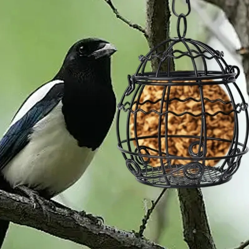 5/1Pcs Hanging Bird Iron Feeder Outdoor Metal Cage Home Garden Backyard Decorative Hanging Bird Food Station Balls with Hook