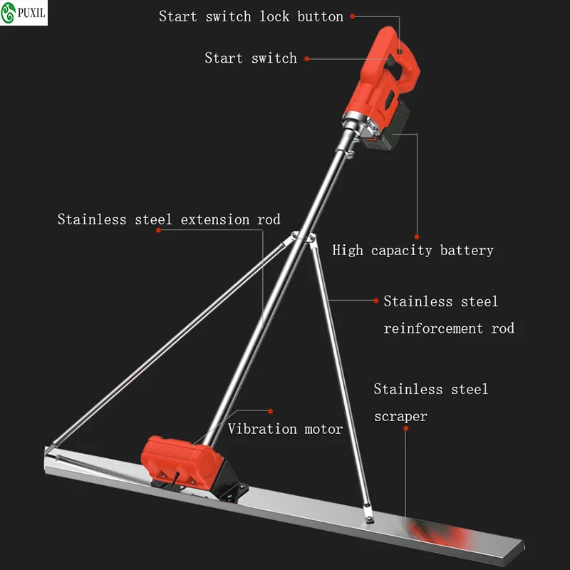 100cm Electric Concrete Polisher Level Floor Vibration Ruler Mortar Vibrator Screed Concrete Leveling Machine with Battery