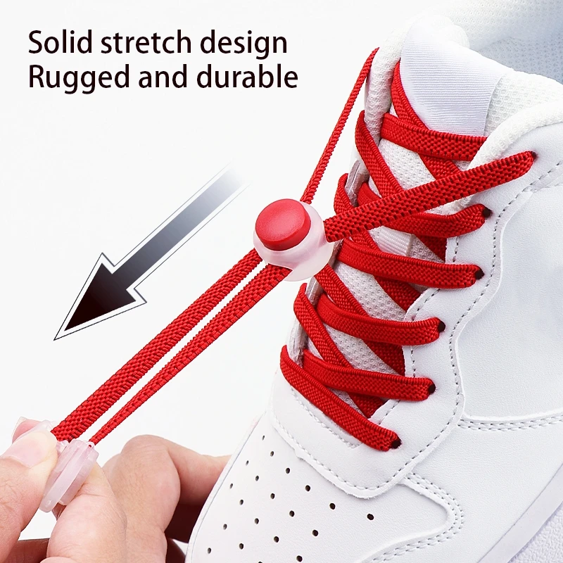 New Elastic Shoe Laces Round Snap Lock Flat Shoelaces Without Ties Kids Adult Quick Shoelace Shoe Accessories 1 Pair