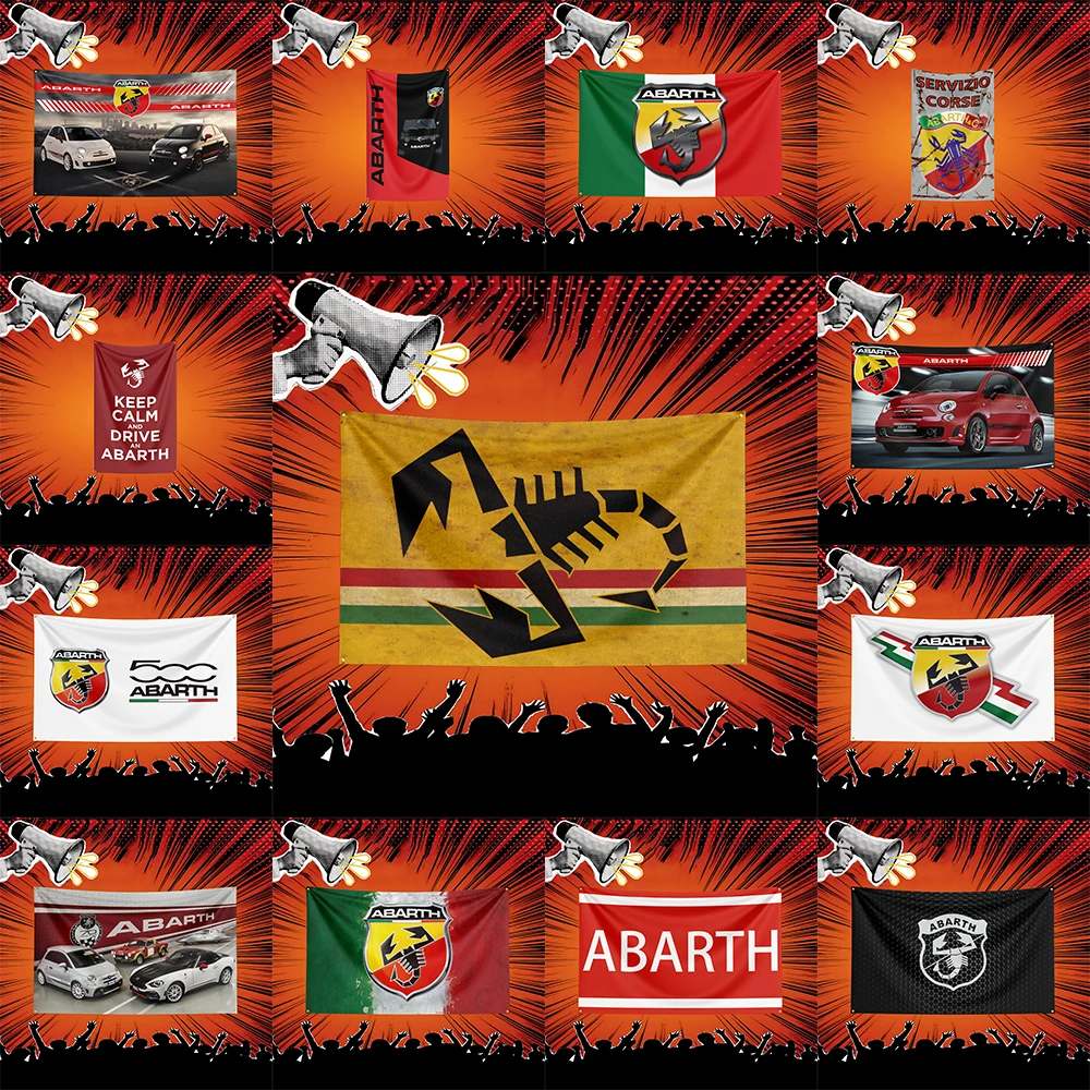 Abarth Car Flag 3x5 FT Polyester Banner For Garage Wall Decor Auto Show Decoration Fan Gift
