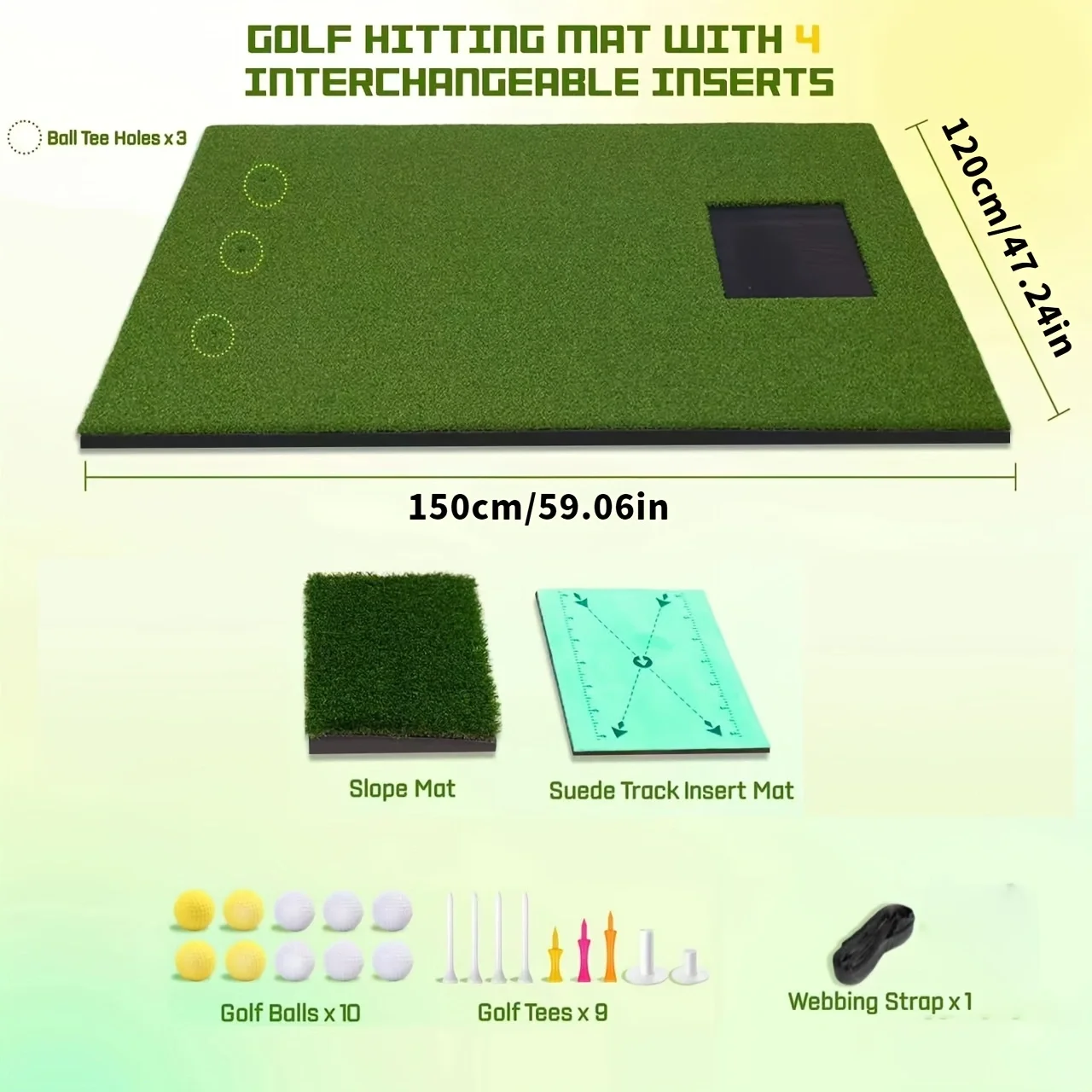 ترقية حصيرة ضرب الجولف متعددة الوظائف - حصيرة سميكة 5 × 4 أقدام مع عشب قابل للتبديل، قاعدة متينة غير قابلة للانزلاق للداخلية