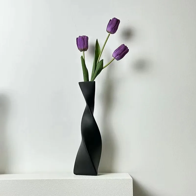 Ceramic Vase Torsion Geometric Lines Flower Abstract Decorative Ornaments Arrangement Accessories Home Decoration