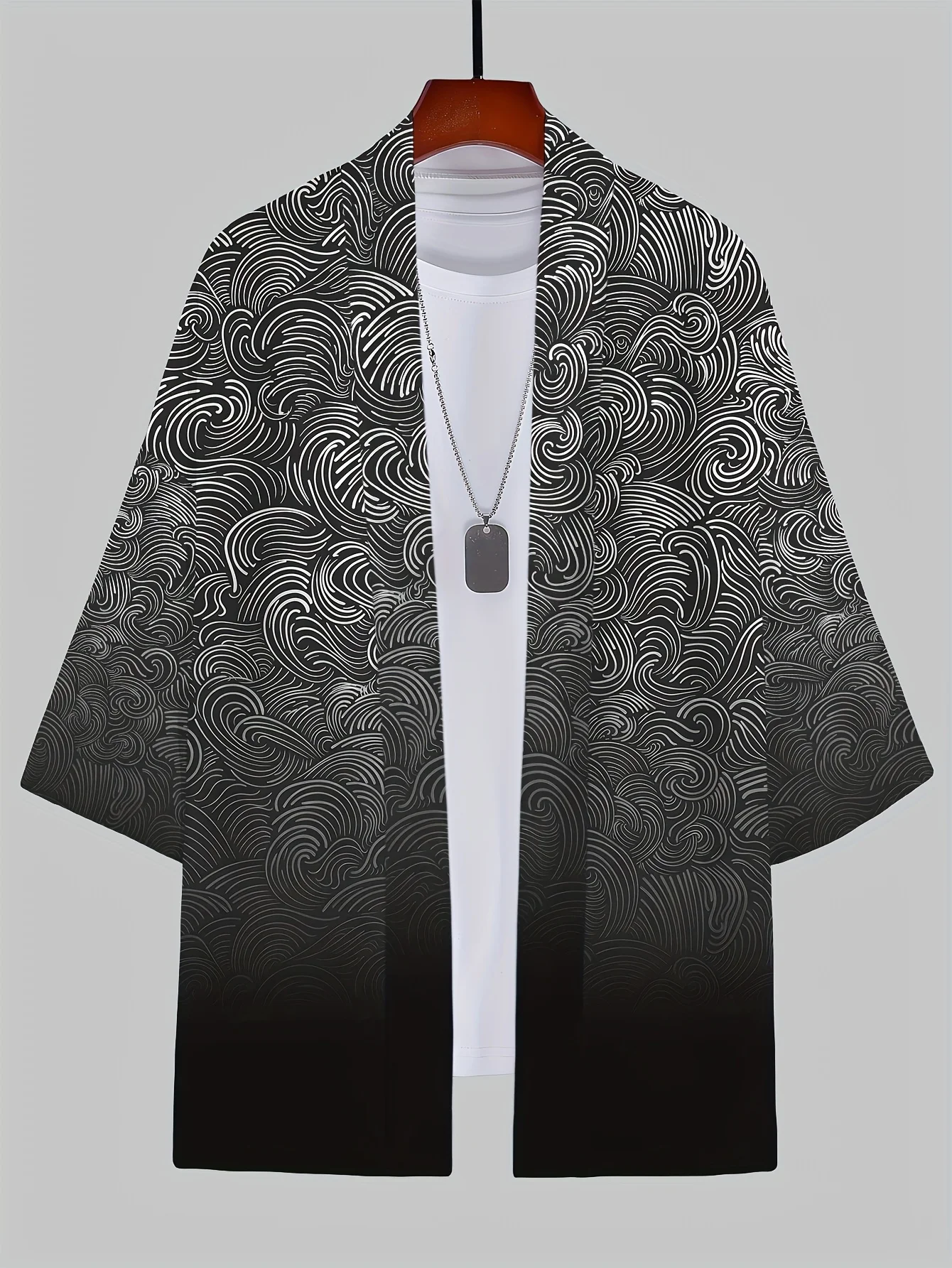 Men's casual kimono with vintage style patterns loose kimono suitable for giving as a gift Made of polyester fiber material