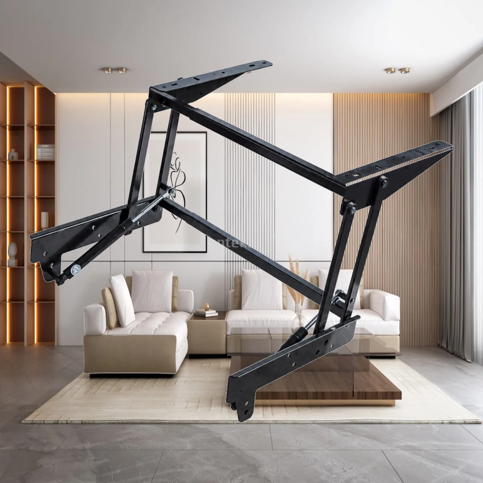 Height-Adjustable Table Frame with Gas Spring Adjustable Coffee Table Lift Frame Stable Furniture Hardware for Living Room