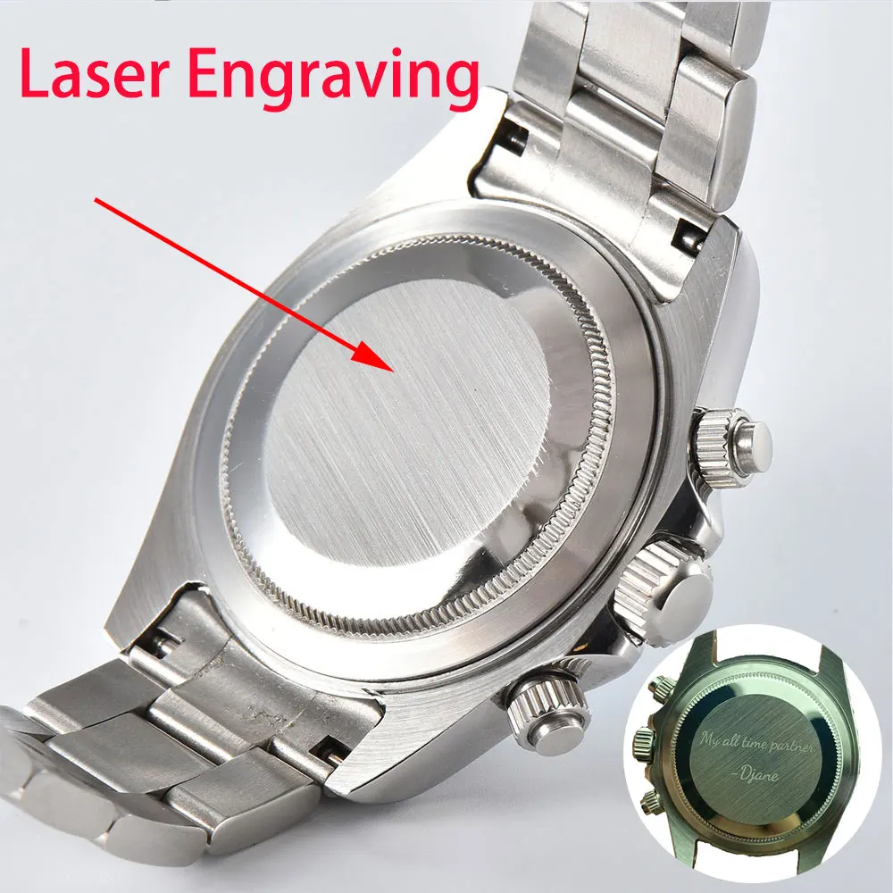 39.3mm VK63 Watch Custom Logo Three Eyed Sterile dial Stainless Steel Case Japanese VK63 Movement Sapphire GlassTiming CodeWatch