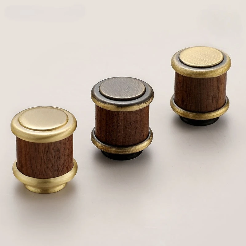 French Cabinet Pulls Handle Bronze Brass Drawer Knob Premium Walnut Cabinet Wardrobe Shoe Cabinet Single Hole Furniture Hardware