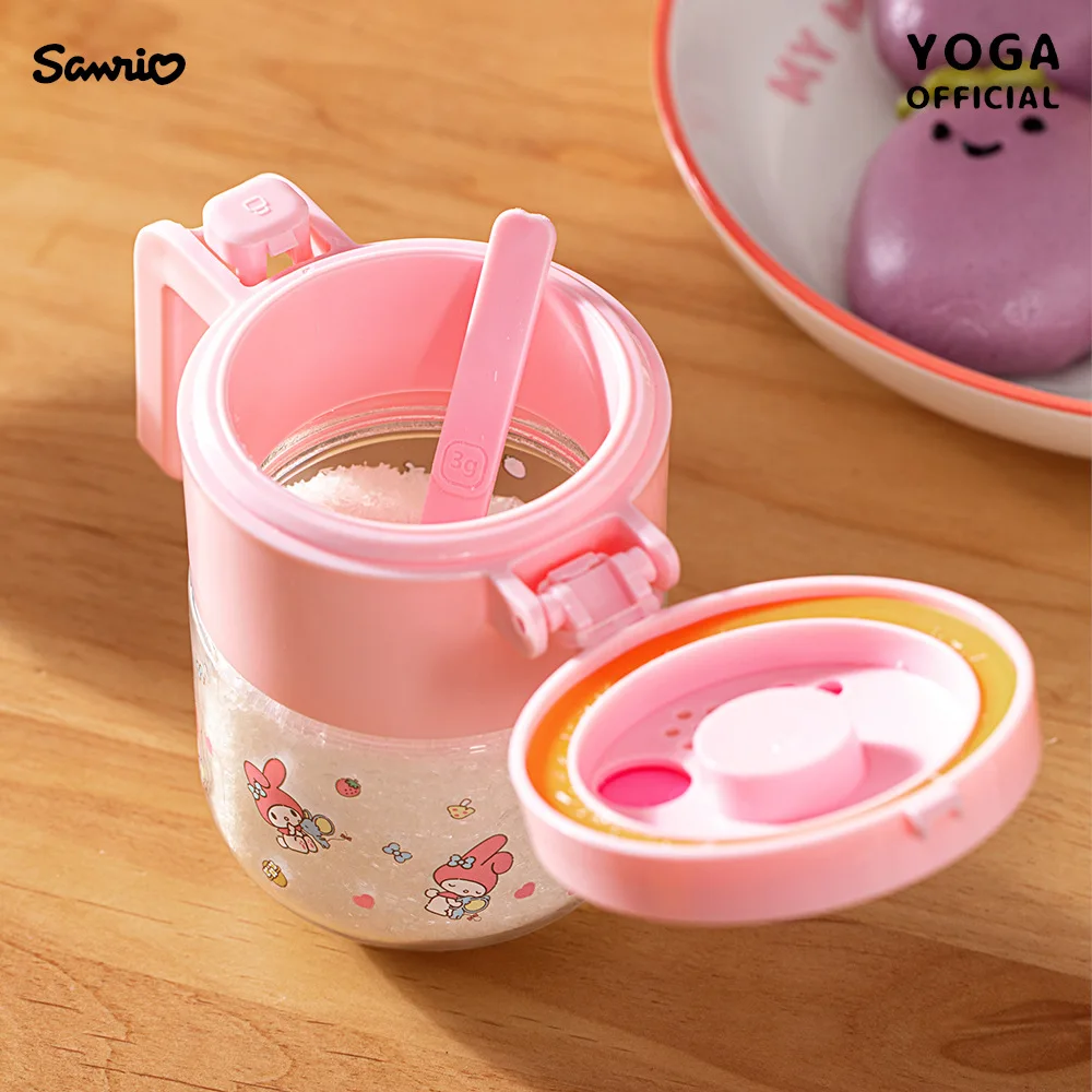 Kawaii Hello Kitty My Melody Kuromi การ์ตูนแก้วเครื่องปรุงรส Jar อะนิเมะ Sanrio สาวหัวใจน่ารักในครัวเรือนเครื่องปรุงรสบรรจุขวด