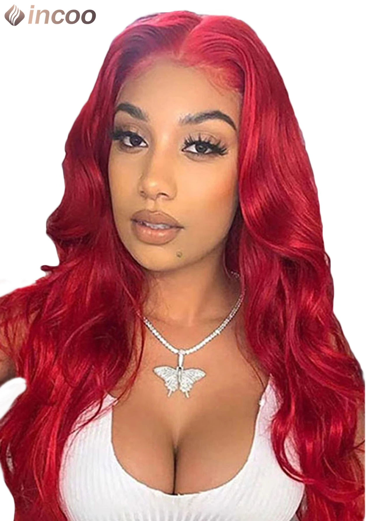

Hot Red Body Wave Human Hair Wigs Wear And Go Glueless Lace Front Wig For Black Women 13X4 Lace Front Wig Pre-Plucked Baby Hair