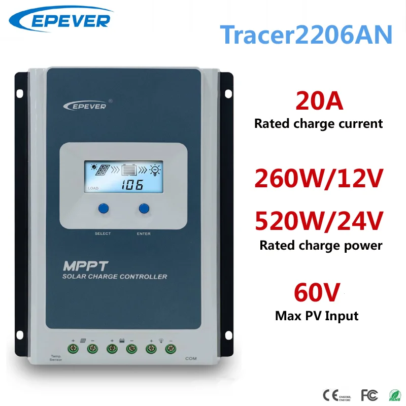 Epever 10 a20a30a mppt Solar laderegler 12 v24v hoch effizienter Solarpanel-Regler LCD-Display für Blei-Säure-Lithium