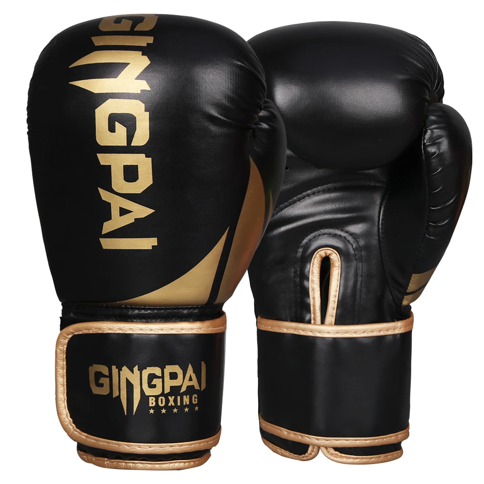 Luvas de Boxe para Crianças e Adultos, Luvas de Kickboxing Respiráveis, Combate Livre, Muay Thai, MMA, Respirável, Pouching, Preto, Dourado, 6oz, 8oz, 10oz, 12oz