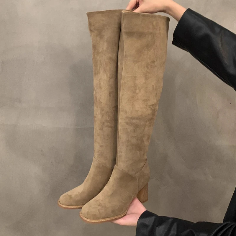 

Knee High Women's High Boots High Heels Fashion Shoes for Woman Luxury Winter Boots 2025 Designer Chunky Dress Pumps Mujer Botas