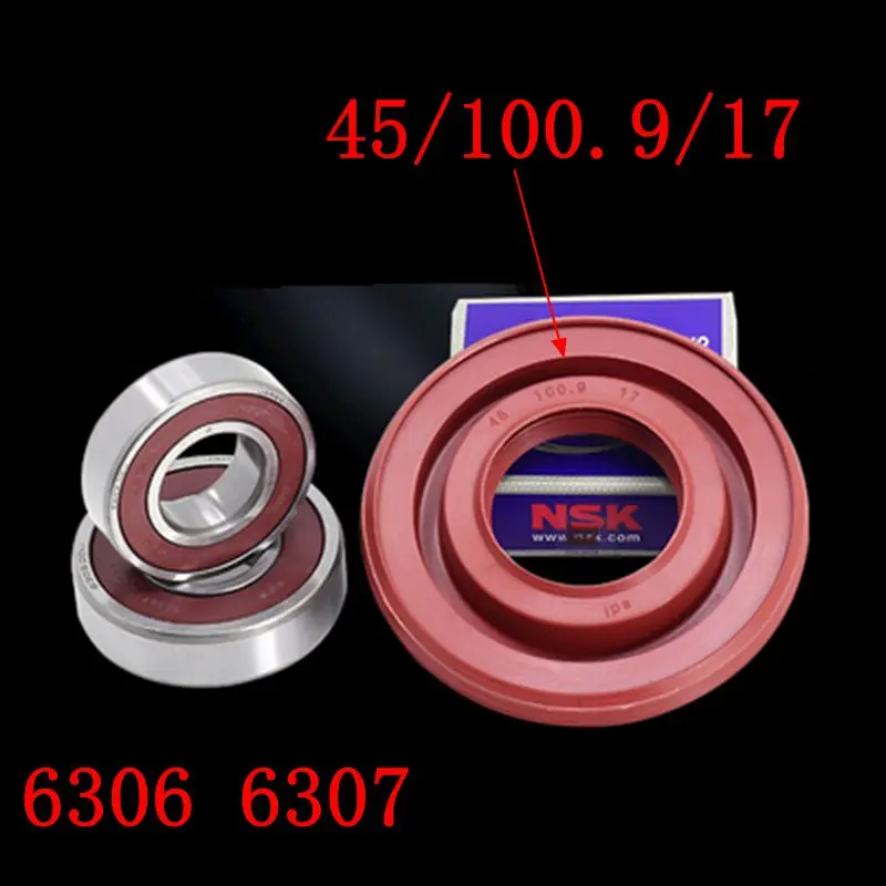 for Hisense ROYALSTAR drum washing machine Water seal（45/100.9/17）+bearings 2 PCs（6306 6307）Oil seal Sealing ring parts