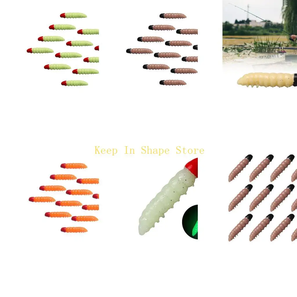 U1JC Floating Mealworm Soft Grub Baits for Pond Casting, 12 Count 3.86 Segmented Fishing Offering for Light Tackle Use