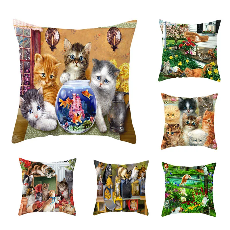 

Cute Cat Decorative Pillowcase Creative Cat Throw Pillow Case Pillow Cover Pillowcases Cat Pillow Case kussensloop almohada