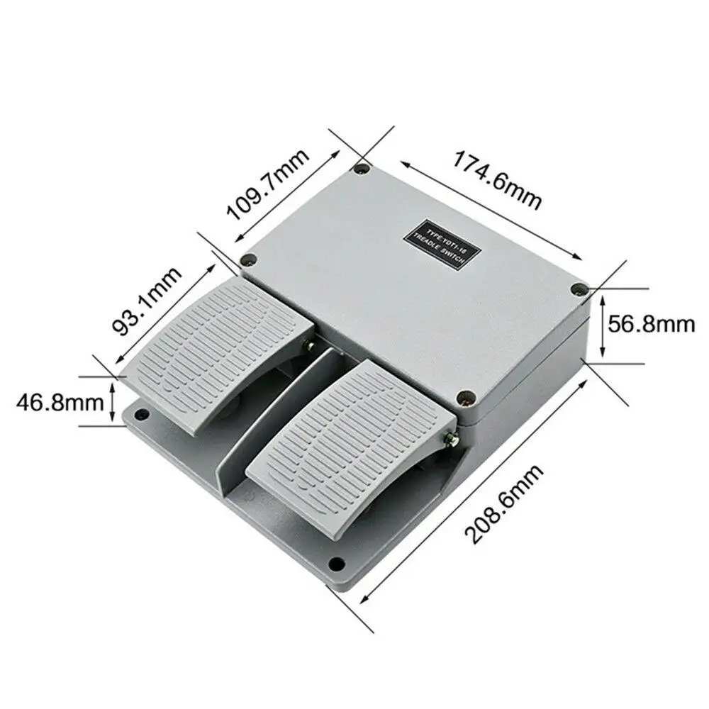 Newest Foot switch YDT1-16 aluminum shell gray double pedal switch machine tool accessories switch