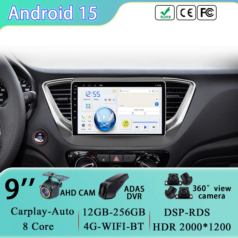 

Car Radio Multimedia Video Player For Hyundai Solaris 2 Verna Accent 2017 2018 2019 2020 Navigation GPS Android Auto No 2din dvd