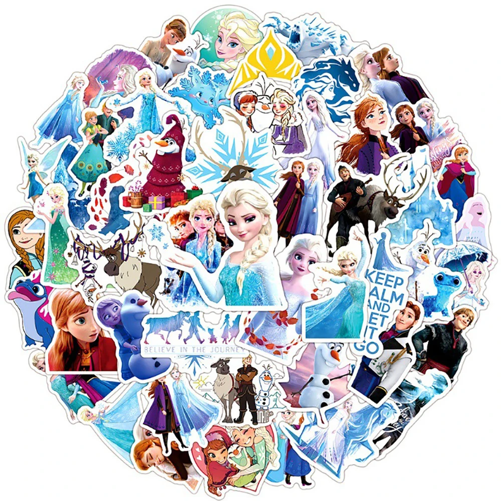 10/30/50PCS Disney Cartoon Frozen Stickers Princess Anna Elsa Cute Decals DIY Notebook Skateboard Guitar Bike Laptop Kid Toys