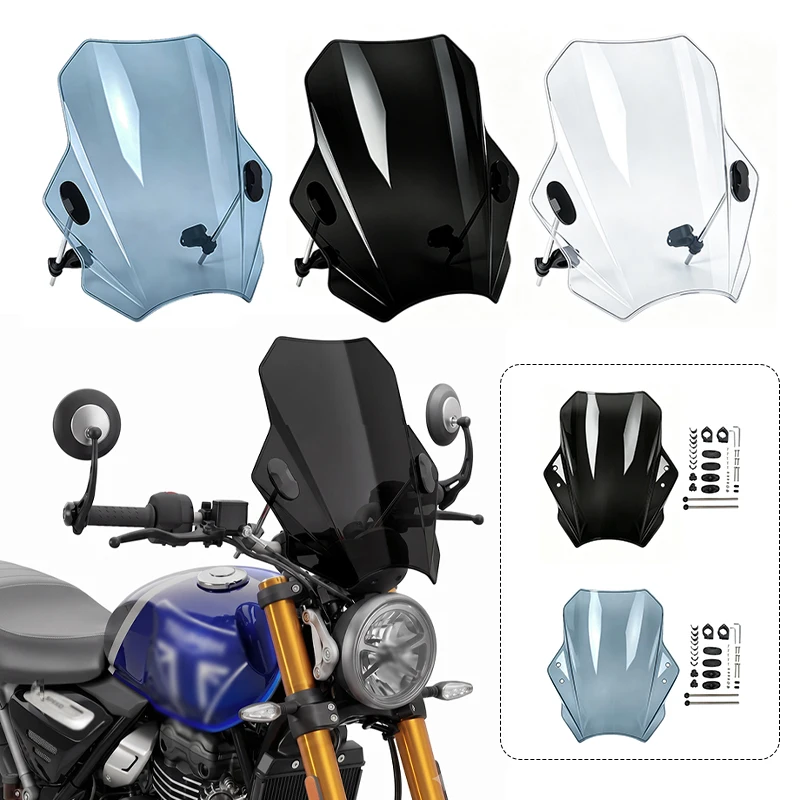 Motorcycle Windscreen For Scrambler 400X Speed 400 2024-2026 Headlight Fairing Airflow Deflector Wind Shield Screen Windshield