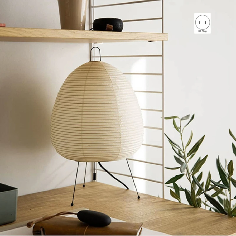 Japanese Rice Paper Lantern LED Table Lamp Living Room Bedroom Bedside Study Hotel Homestay Tripod Floor Lamp,US Plug