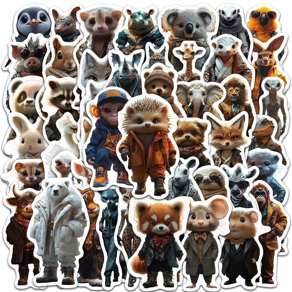 50pcs Cute Funny Cartoon Animals Stickers DIY Decoration Decals For Luggage Guitar Laptop Scrapbook Bicycle Phone Vinyl Sticker