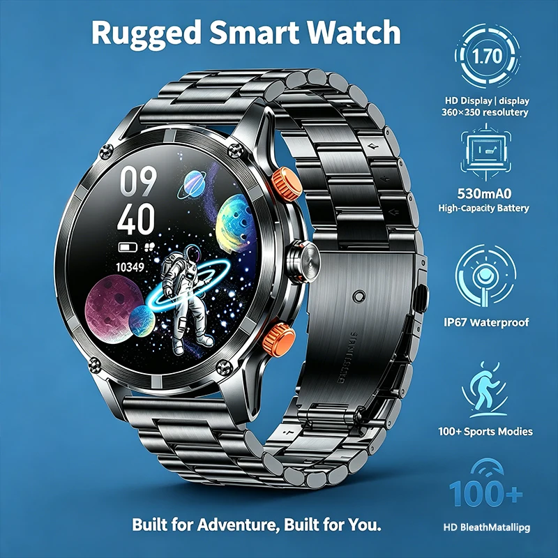 

2026 GEJIAN New 1.72 "Outdoor Men's Smart Watch Bluetooth Call Heart Rate Health Monitoring IP67 Long Standby Sports Smartwatch