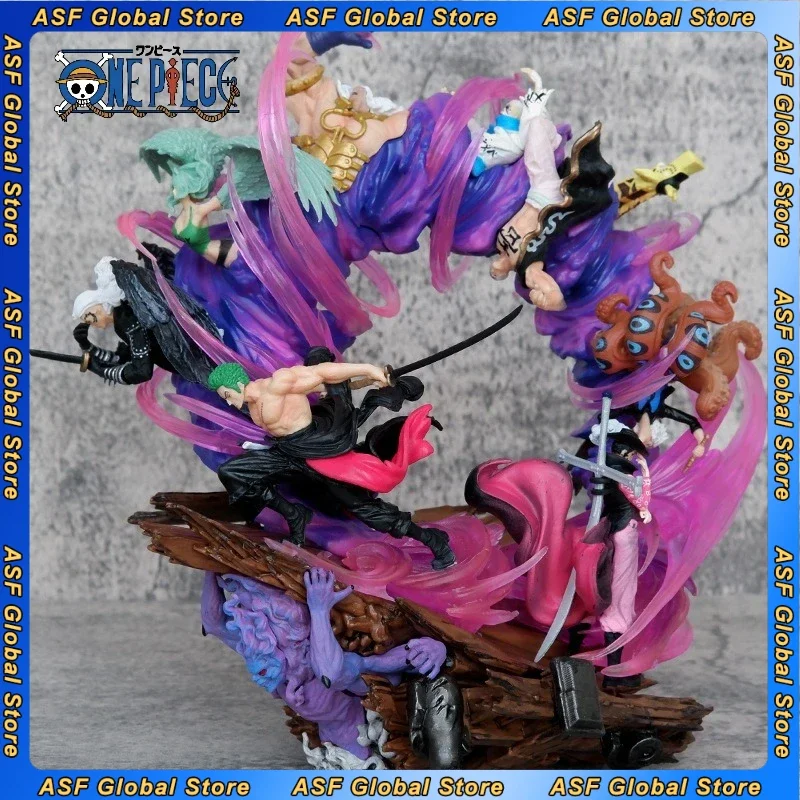 

23cm One Piece Anime Figure Throne Roronoa Zoro Statue 2 Heads King of Hell Action Figure Manga Collection Pvc Model Gift Toys