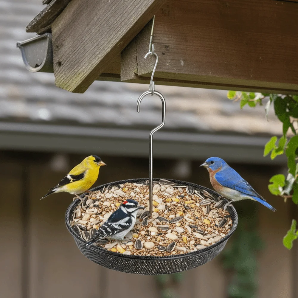 Creative Large Capacity Hanging Bird Feeder Rustproof Durable Bird Feeding Station Metal Mesh Hummingbird Feeder Garden