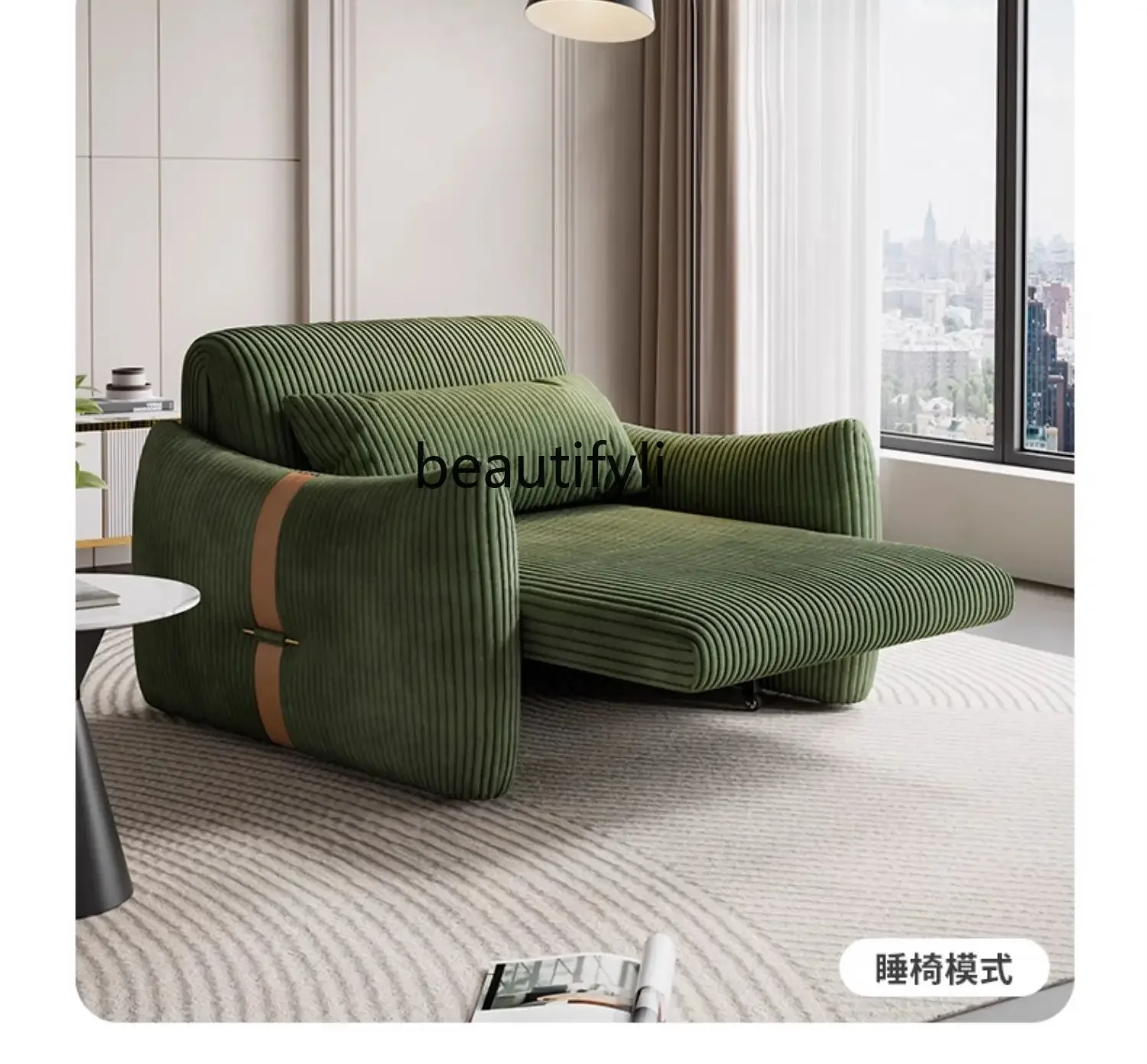 Electric sofa bed Modern simple living room New multi-functional foldable sitting and reclining fabric sofa