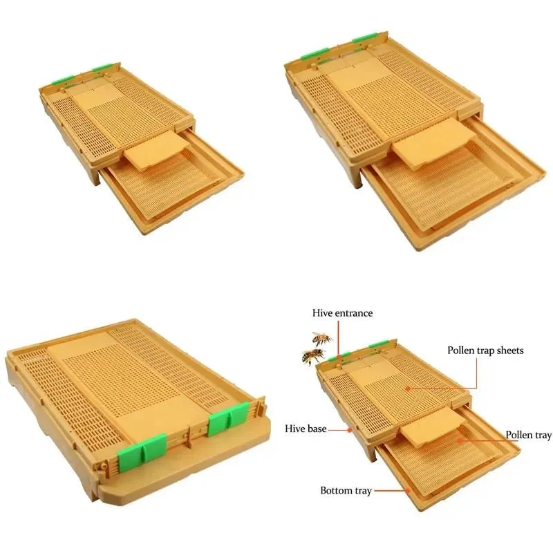 10 Frame  Beehive with Plastic Base Pollen Tray Stainless Steel Entrance for Farm