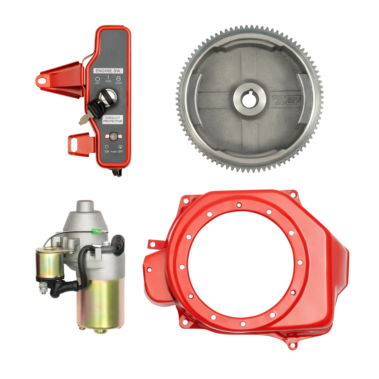 Kit de démarrage électrique pour HONDA, couvercle de ventilateur de clé de volant d'inertie, bobine de commutateur, GX160, 5,5HP, GX200, 6,5 HPE, 12V