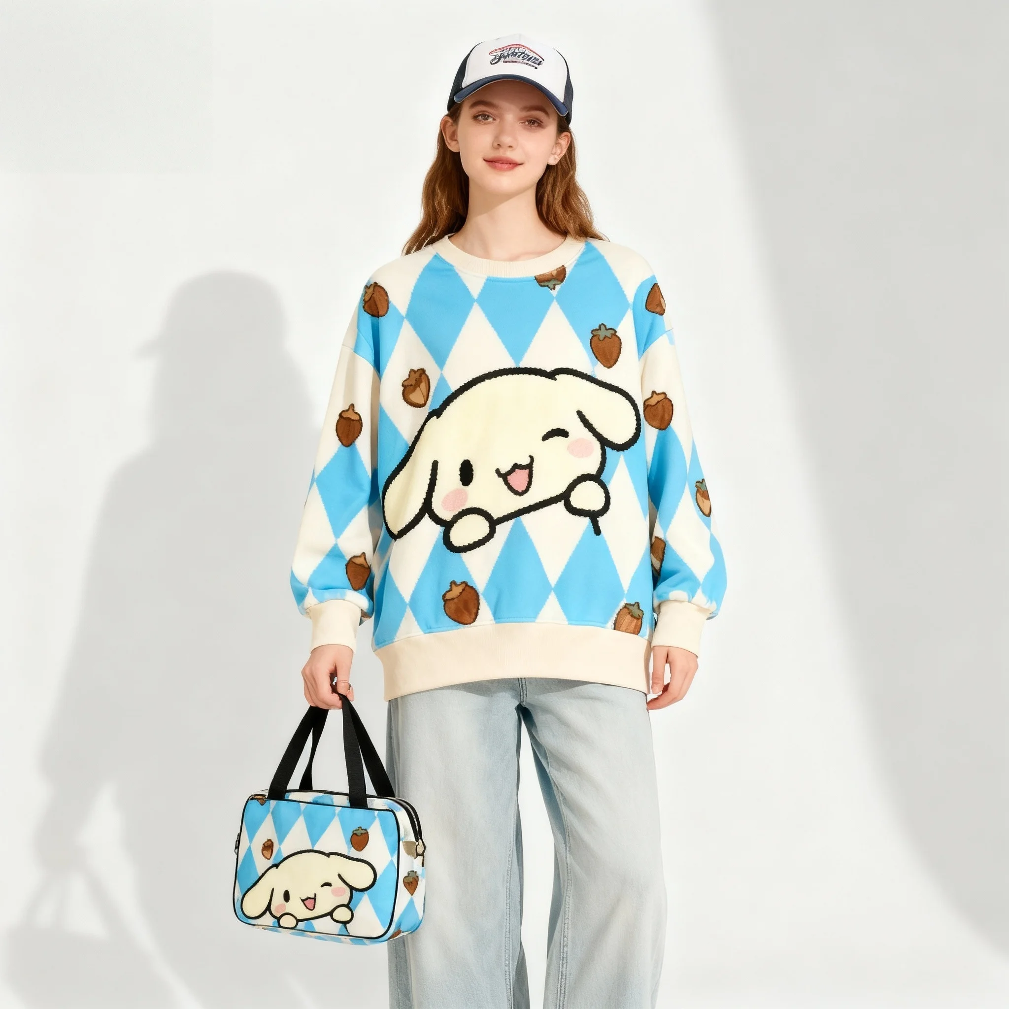 

Sanrio семейный пудинг собака мелодия с большими ушками собака милая и крутая рождественская вечеринка супер большая женская толстовка для взрослых осень/зима