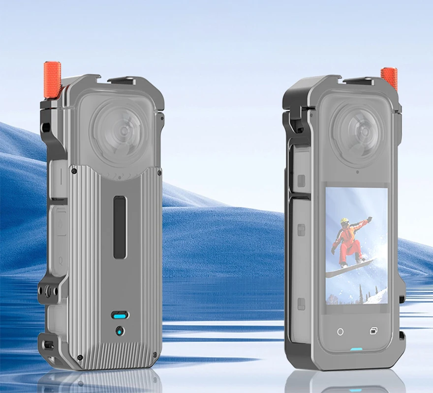 insta360-x4用クイックリリース金属フレームケージ、コールドシューマウント付きスポーツカメラ保護ケース、1-4-ネジ拡張ブラケット