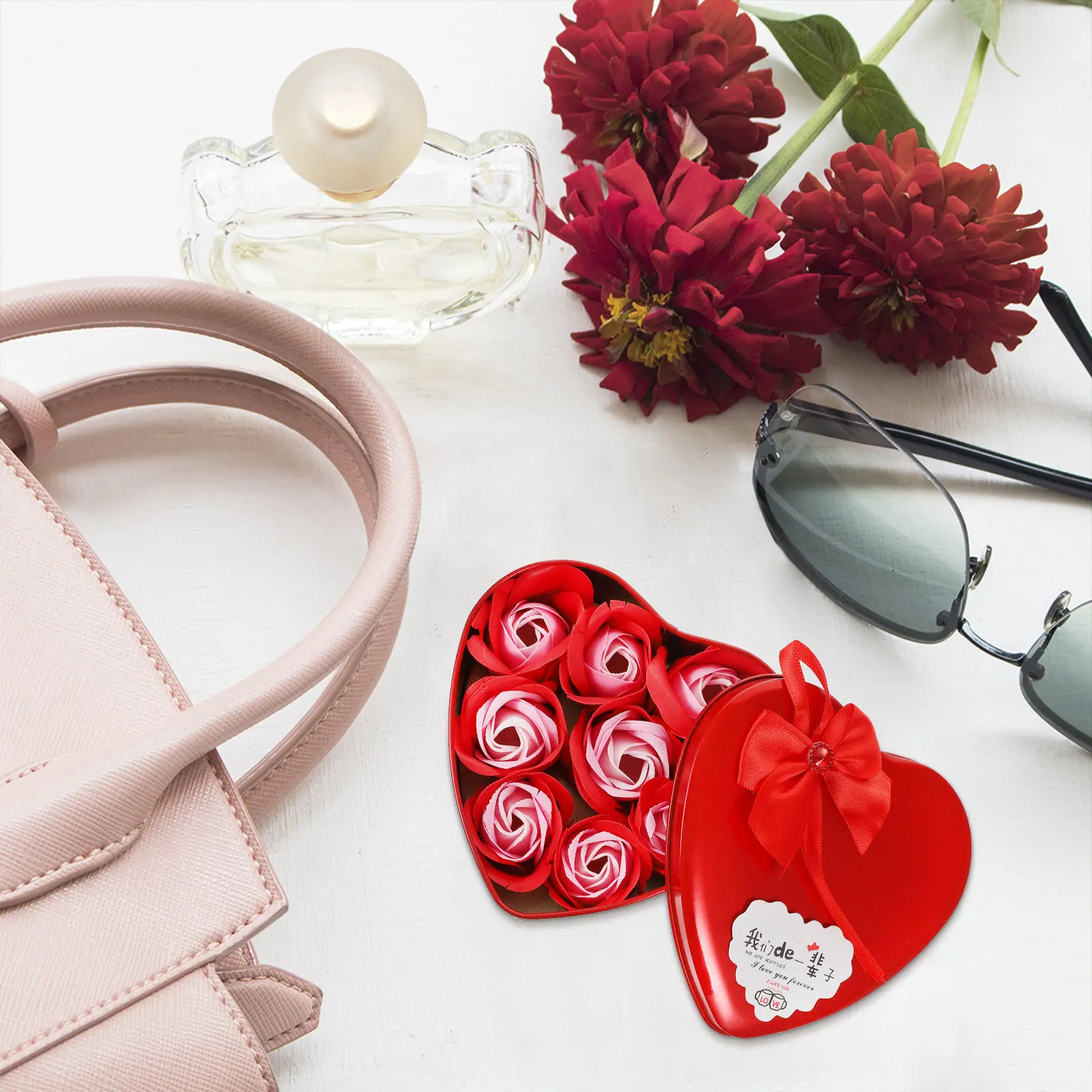 

1Pcs Heart Shape Soap Flower Gift Box Handmade Romantic Floral Scented Soap Lasting Fragrance Home Decoration Gift