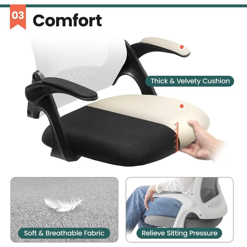 Ergonomic Desk Chair with Lumbar Support, Adjustable Height and Swivel Wheels for Comfort at Home Vanity view 5