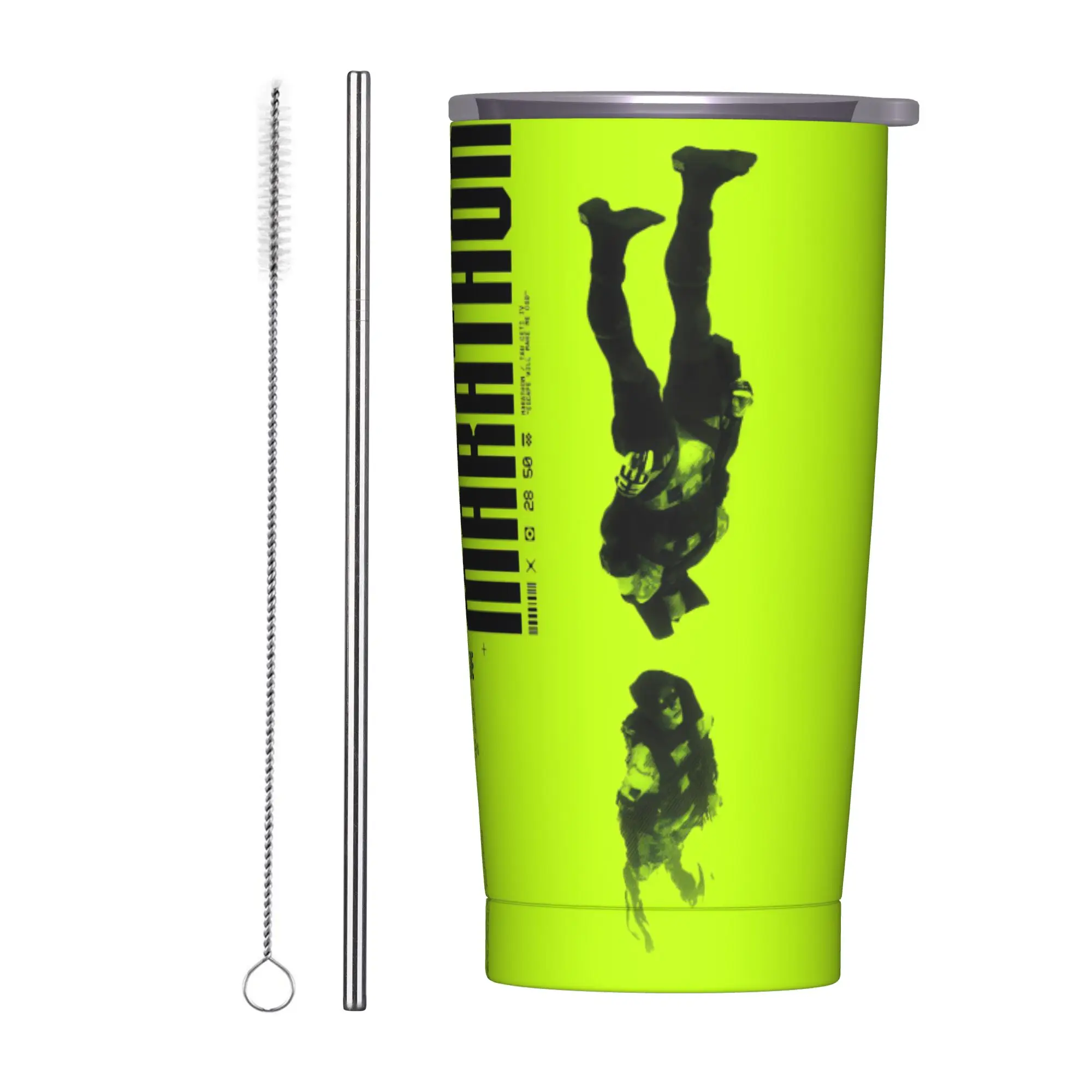 Game Marathon Isolierter Becher mit Strohhalm-Deckel Vakuum-Kaffeebecher für Büro, Zuhause und Auto 20oz