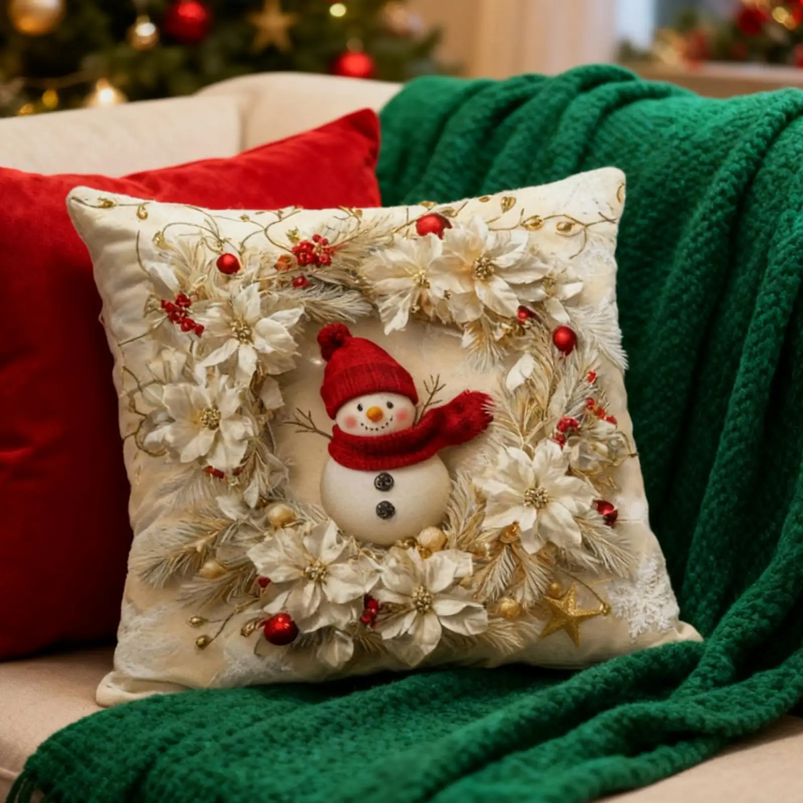 Decorative Pillow Cover Modern Decor 18x18Inch 4 Pieces Christmas Square Pillow Covers For Home House Living Room Couch Sofa Bed