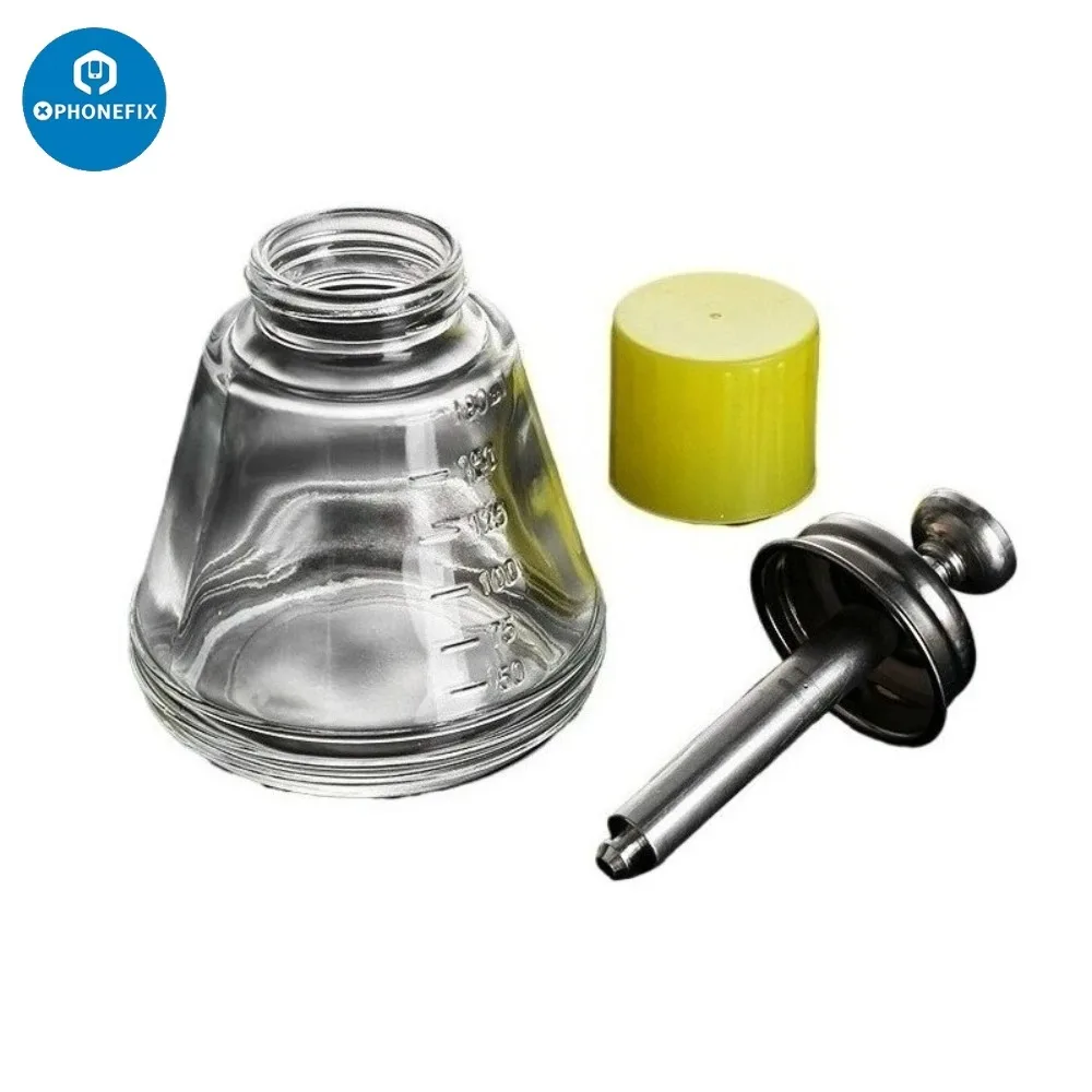 180ml Glass Bottle Press Type Copper Core Microporous Alcohol Bottle Leak-proof ESD Liquid Dispenser Stainless Cleaning Bottle