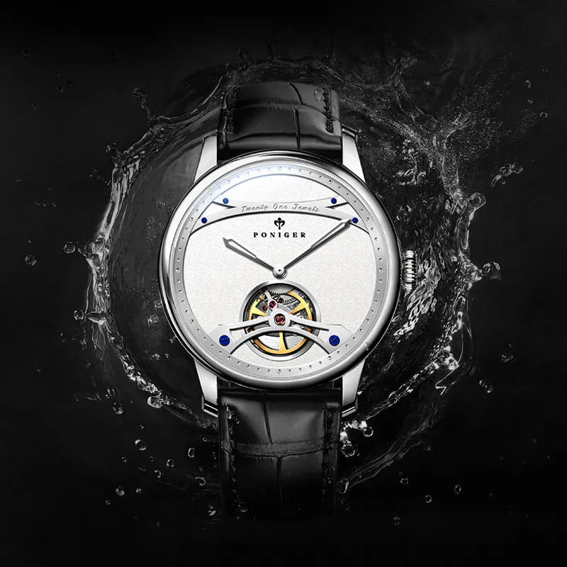 PONIGER Top Brand Design Movimento automatico Orologi meccanici da uomo Orologio da uomo impermeabile multifunzione in acciaio inossidabile di moda