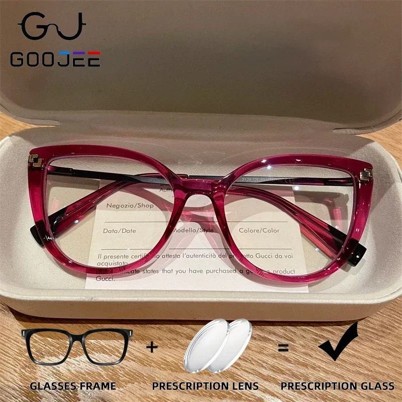 

GOOJEE New Fashion Anti Blue Light Prescription Glasses Women Progressive Photochromic Reading Glasses Luxury Myopia Eyewear
